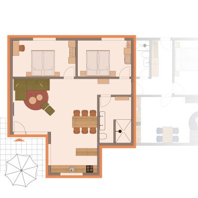 Grundriss Wohnung Pfirsich